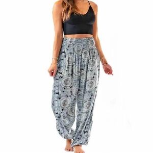 Lotus & Luna Santa Barbara Harem Pants Flowy Boho Size Large Rayon